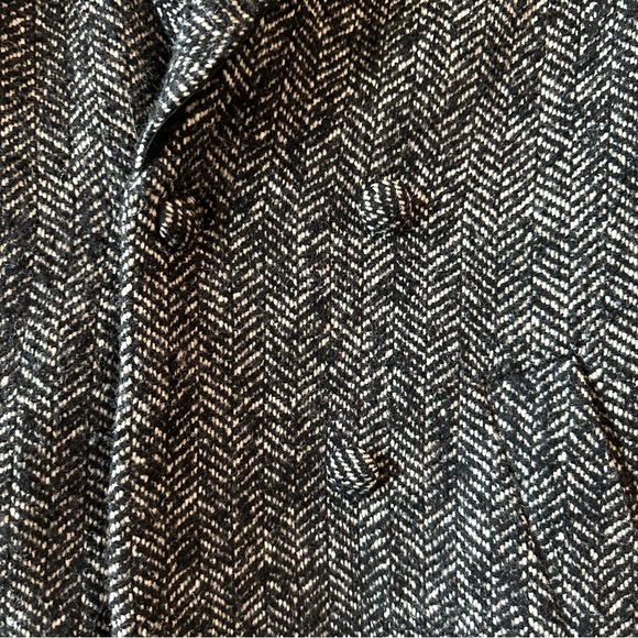 H&M Black + Grey/Tan Herringbone Coat | SZ: 6 - Picture 2 of 4